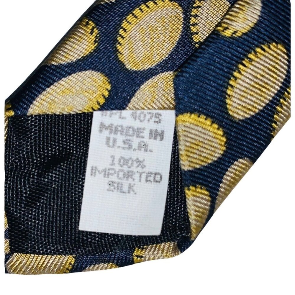 Wembley St. Patricks Day Navy Silk Tie With Shamrock & Gold Coin Design - Picture 5 of 5